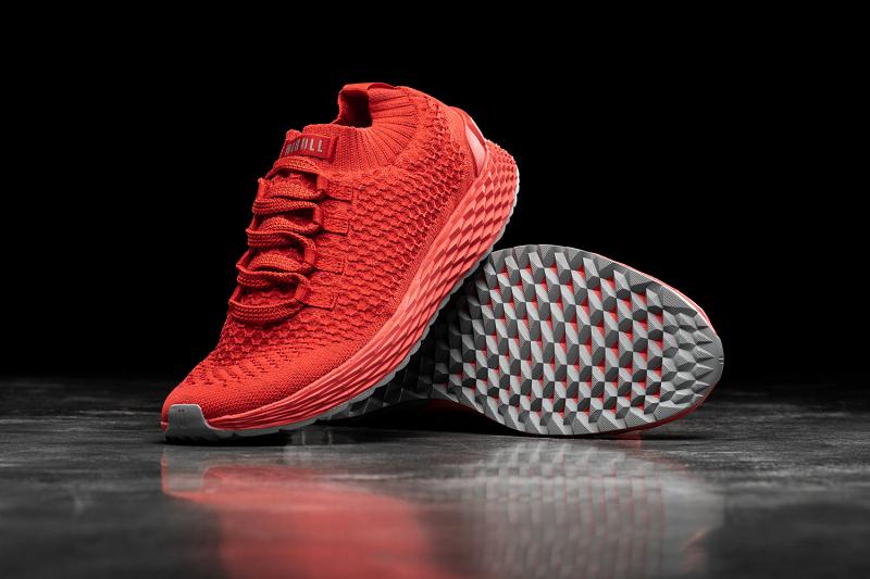 Men's Nobull Bright Reflective Knit Running Shoes Red | SG R2126V